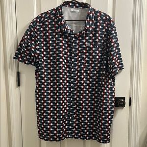 Men's Geometric Pattern Shirt - Black, Red, White